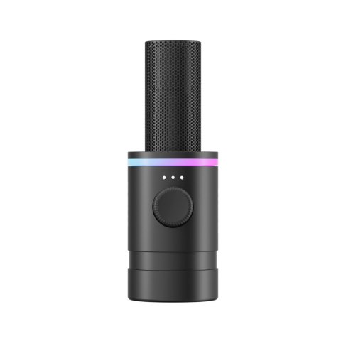 Mikrofon dynamiczny gamingowy przewodowy USB XLR RGB - czarny