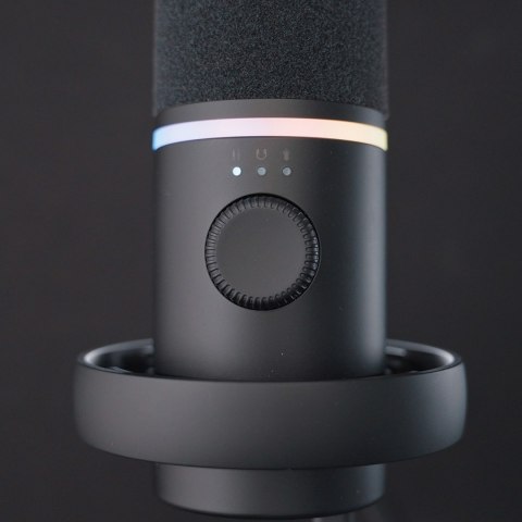 Mikrofon dynamiczny gamingowy przewodowy USB XLR RGB - czarny