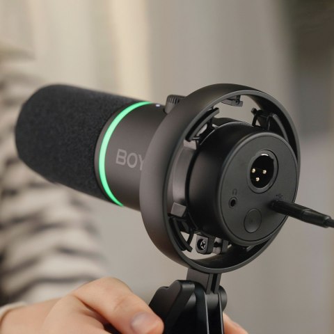 Mikrofon dynamiczny gamingowy przewodowy USB XLR RGB - czarny