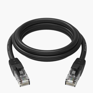 Kabel sieciowy Ethernet CAT6 1000Mbps RJ45 internetowy LAN okrągły 15 m - czarny