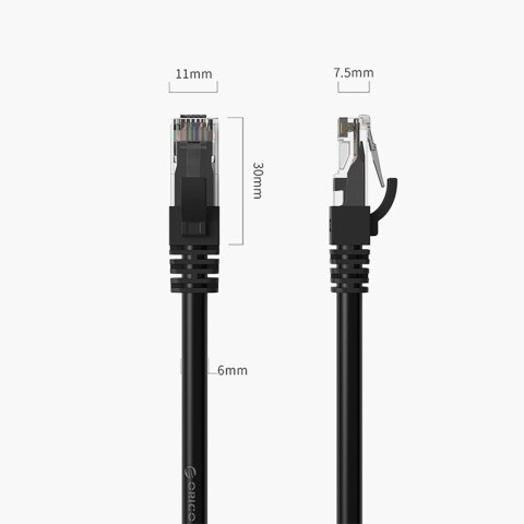 Kabel sieciowy Ethernet CAT6 1000Mbps RJ45 internetowy LAN okrągły 15 m - czarny
