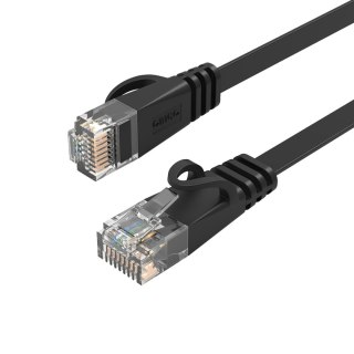 Kabel sieciowy internetowy Ethernet CAT7 10Gbps RJ45 LAN płaski 10 m - czarny