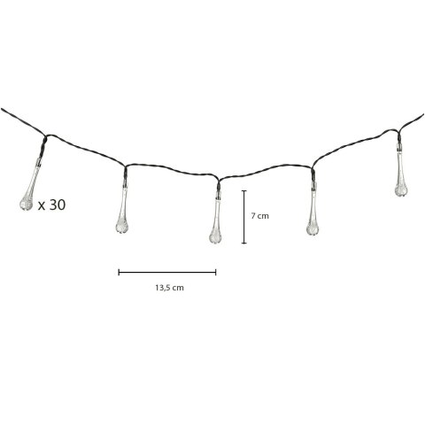 Lampki solarne ogrodowe sople 6,5m 30LED zimny bia