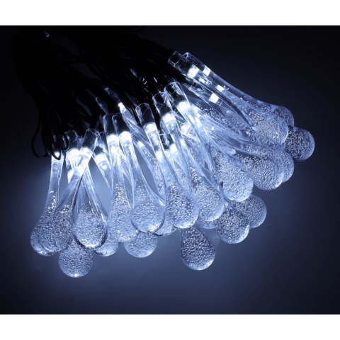 Lampki solarne ogrodowe sople 6,5m 30LED zimny bia