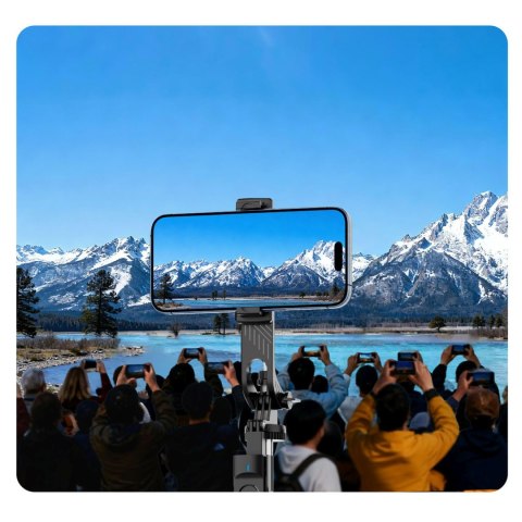 Selfie stick tripod 1/4'' na telefon kamerę aparat z obrotem 360 stopni Bluetooth - czarny