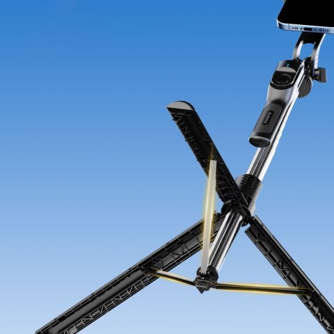 Selfie stick tripod 1/4'' na telefon kamerę aparat z obrotem 360 stopni Bluetooth - czarny