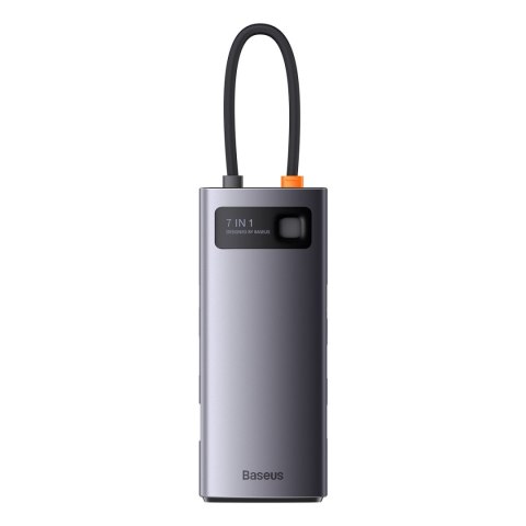 Stacja dokująca HUB 7w1 USB-C 1xHDMI 1xVGA 3xUSB 3.2 1xPower Delivery RJ-45 Ethernet szary