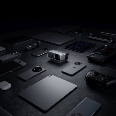 Stacja ładująca 5w1 z wyświetlaczem cyfrowym USB-A USB-C 300W - srebrna
