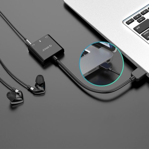 Zewnętrzna karta dźwiękowa USB-A - 3x mini jack - czarna