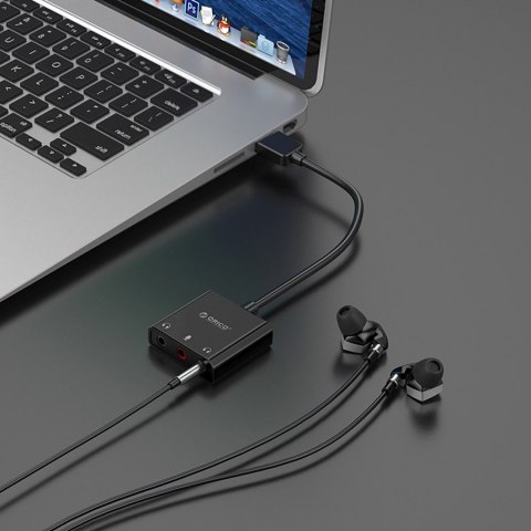 Zewnętrzna karta dźwiękowa USB-A - 3x mini jack - czarna