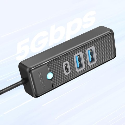 HUB rozdzielacz 3-portowy USB-A - USB-A USB-C 1.8 m - czarny