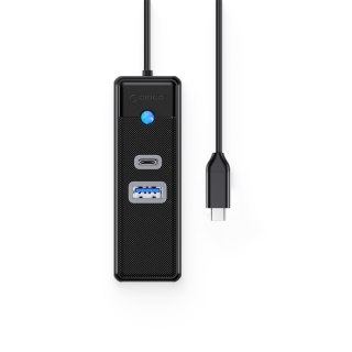 HUB rozdzielacz 3-portowy USB-C - USB-A USB-C RJ45 Gigabit Ethernet 0.5 m - czarny