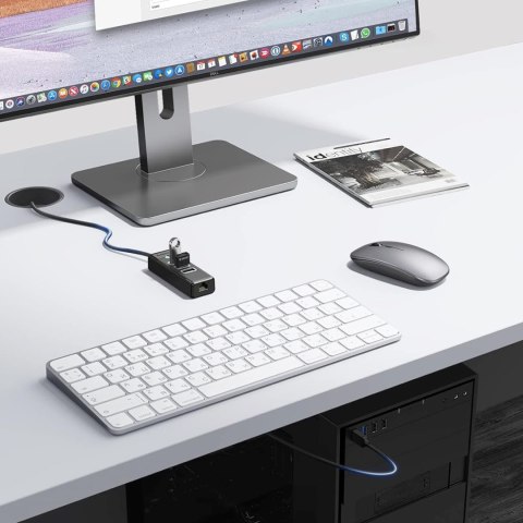 HUB rozdzielacz 4-portowy USB-A - USB-A RJ45 2.5G Ethernet 1 m - czarny