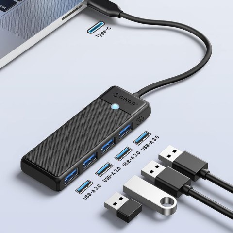 HUB rozdzielacz 4-portowy USB-C - USB-A 0.15 m - czarny