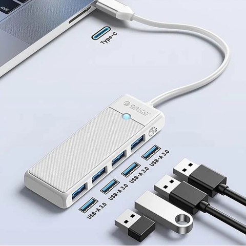 HUB rozdzielacz 4-portowy USB-C - USB-A 0.5 m - biały