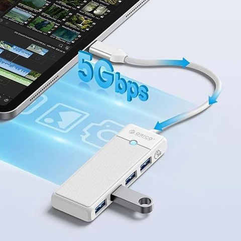 HUB rozdzielacz 4-portowy USB-C - USB-A 0.5 m - biały