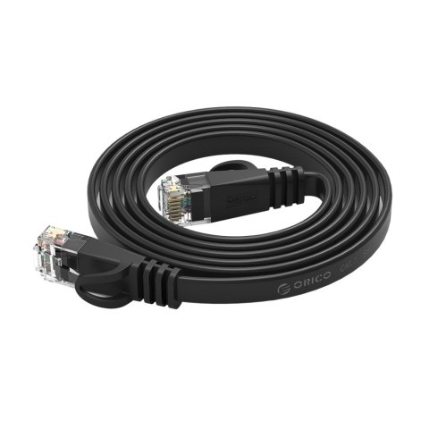 Kabel sieciowy internetowy Ethernet CAT7 10Gbps RJ45 LAN płaski 15 m - czarny