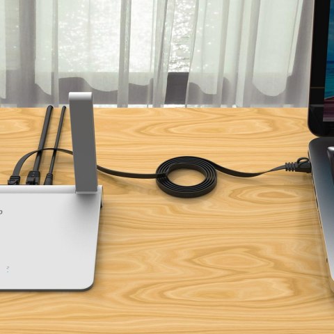 Kabel sieciowy internetowy Ethernet CAT7 10Gbps RJ45 LAN płaski 15 m - czarny