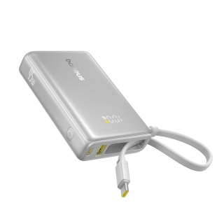 Powerbank 10000mAh 45W z wyświetlaczem i wbudowanym kablem USB-C - tytanowy