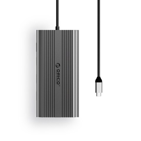 Stacja dokująca 12w1 USB-C - USB-A USB-C HDMI VGA RJ45 SD microSD PD 100W - szara