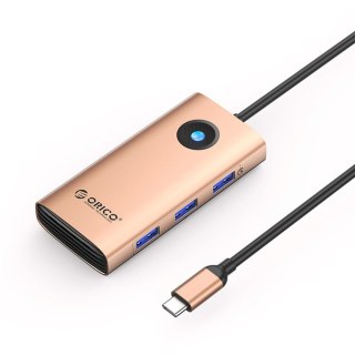Stacja dokująca 6w1 USB-C - USB-A USB-C HDMI RJ45 PD 100 W 4K 30Hz 2.5G - różowo złota