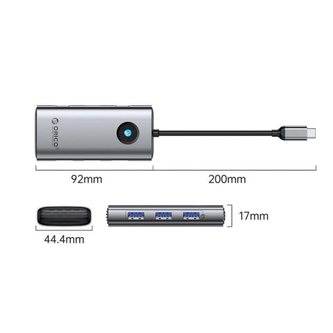 Stacja dokująca 6w1 USB-C - USB-A USB-C HDMI RJ45 PD 100 W 4K 30Hz 2.5G - szara
