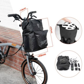 Torba rowerowa na kierownicę do roweru składanego Brompton 18 l - czarna