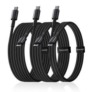 Zestaw kabli przewodów USB-C Tungsten Gold 100W 1m 2m 3m - czarny