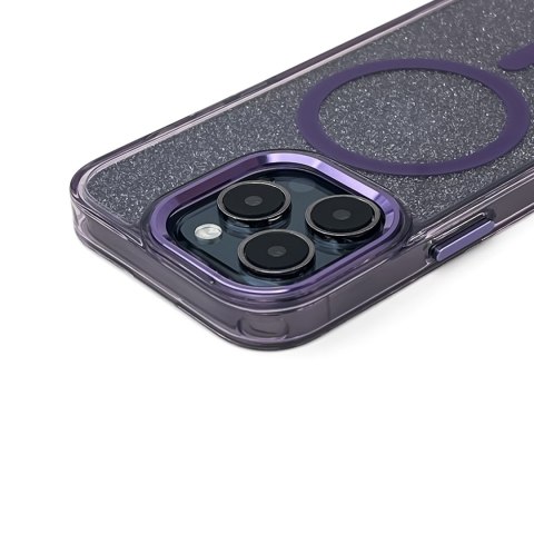 Etui ochronne na Samsung Galaxy S25 Glitter Case z Mag Safe - fioletowe z brokatem