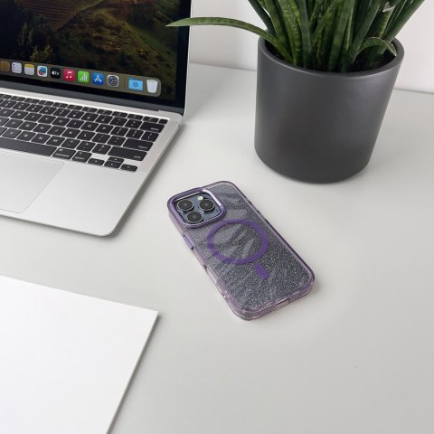 Etui ochronne na Samsung Galaxy S25 Glitter Case z Mag Safe - fioletowe z brokatem