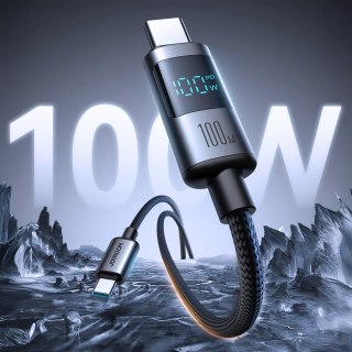 Kabel przewód z wyświetlaczem USB-C 100W 1.2m - czarny