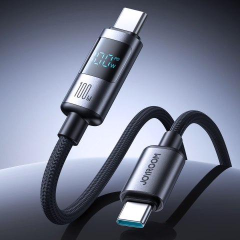 Kabel przewód z wyświetlaczem USB-C 100W 1.2m - czarny
