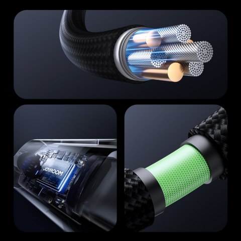 Kabel przewód z wyświetlaczem USB-C 100W 1.2m - czarny