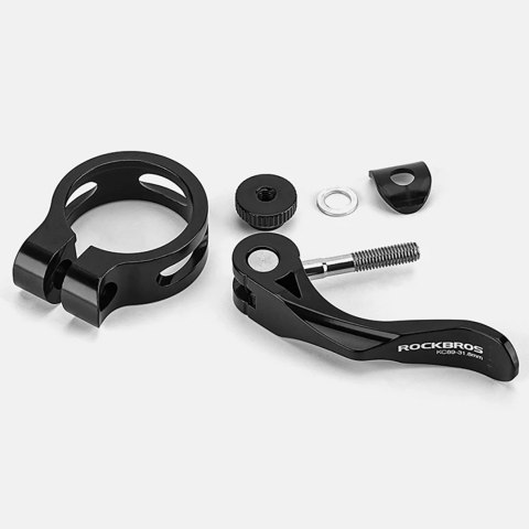 Obejma rowerowa zacisk do sztycy 27.2 i 28.6 mm pod siodełko z szybkozamykaczem - czarna