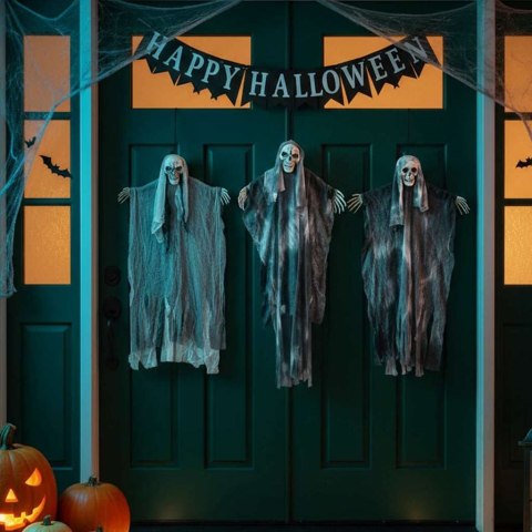 Dekoracje Halloween wiszące 3 szt. czarne 66 x 110 cm z poliestru
