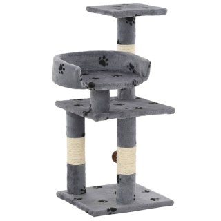 Drapak dla kota 65 cm szary z odciskami łap