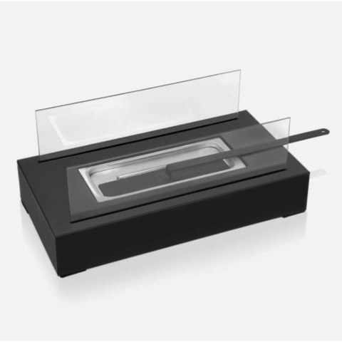 Kominek stołowy stalowy, czarny, 35x18x14.5 cm, biopaliwo