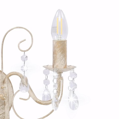 Lampa ścienna z antycznymi koralikami, 2 gniazda E14, biała
