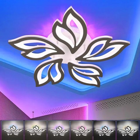 Lampa sufitowa LED 54W metalowa biała z RGB, z pilotem
