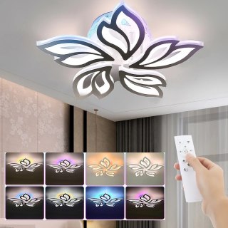 Lampa sufitowa LED 54W metalowa biała z RGB, z pilotem