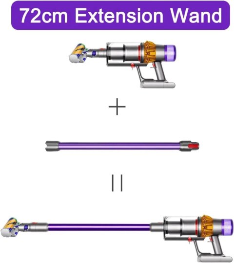 Przedłużacz do odkurzacza Dyson V7 V8 V10 V11 metalowy 72cm fioletowy