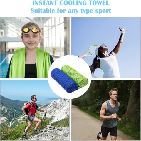 Ręczniki chłodzące 2 szt. niebieskie i zielone, sportowe
