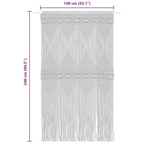 Zasłona makramowa bawełniana kremowa 140x240 cm