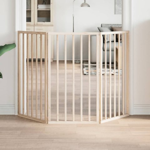 Bramka dla psa składana 3 panele 150 cm z drewna topolowego