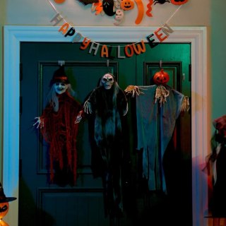 Dekoracyjny duch na Halloween 3 szt. kolorowy 61 x 97 cm poliester