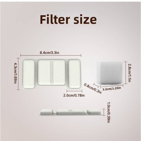 Filtr do dyspensera wody dla zwierząt ze stali nierdzewnej, zestaw 8 filtrów