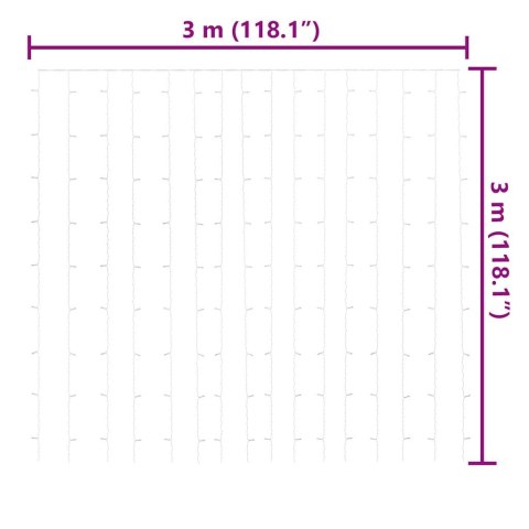 Firanka LED 3x3 m 300 diod ciepła biała 8 efektów