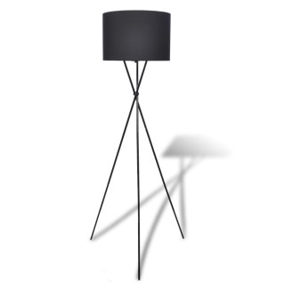Lampa podłogowa z abażurem, czarna, wysoka