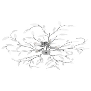 Lampa sufitowa biała z akrylowymi liśćmi, 3xE14