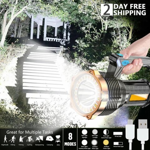 Latarka LED 1200000LM wodoodporna czarna do camping